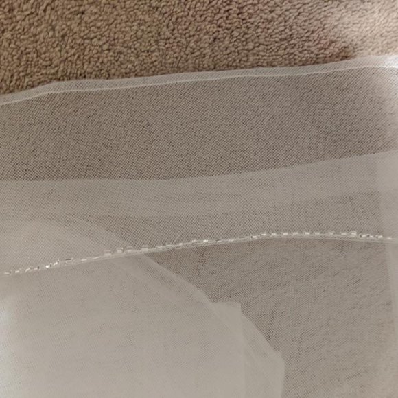 Champagne Ivory Toole Silk Wedding Dress - Picture 2 of 6